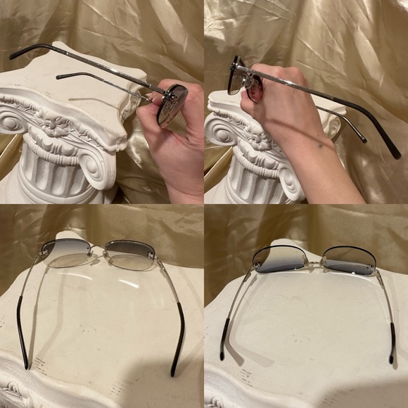 Chanel 4099 Rimless CC Vintage Y2K Sunglasses in Grey Blue Hue - Picture 9 of 16